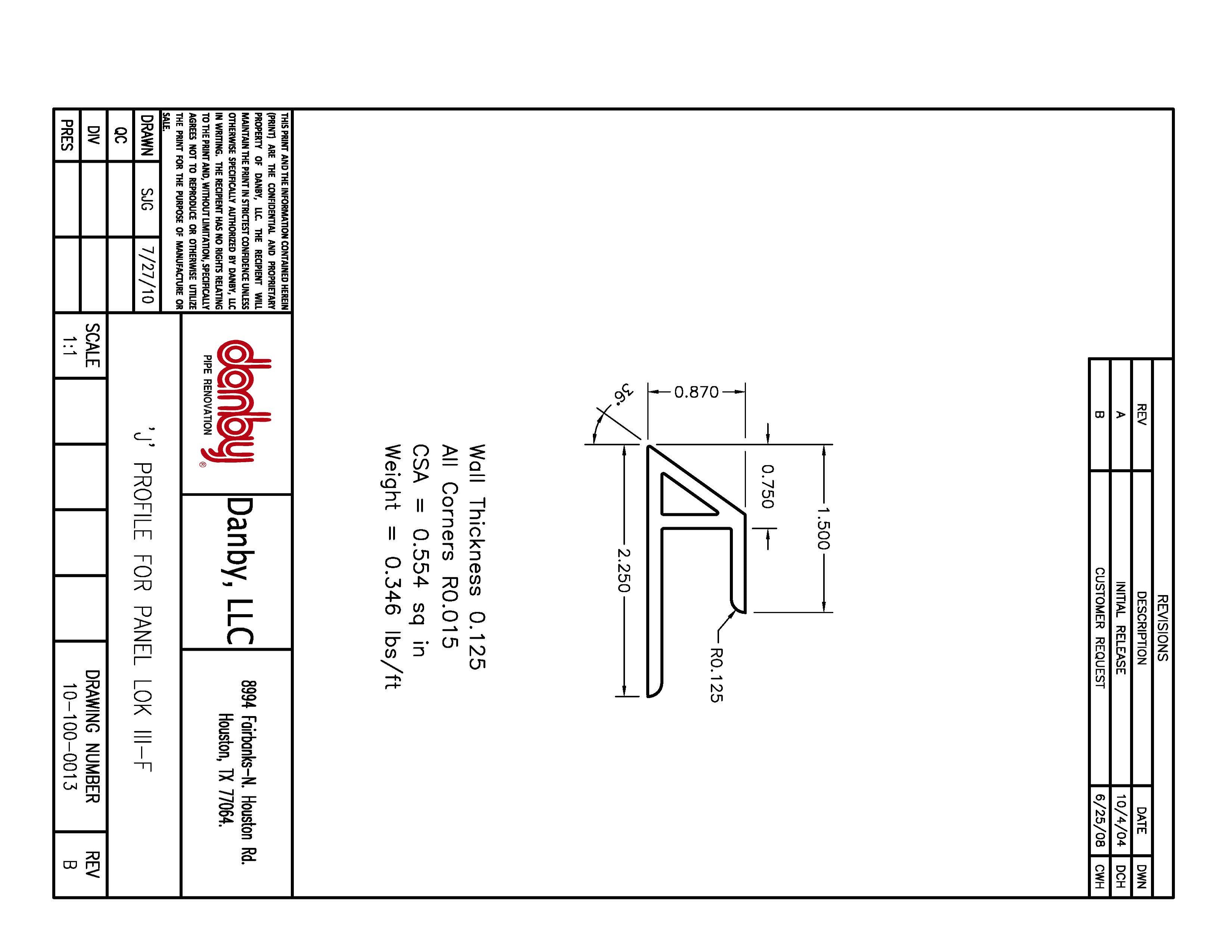 J Profile PL3E 0.57" | Danby LLC.